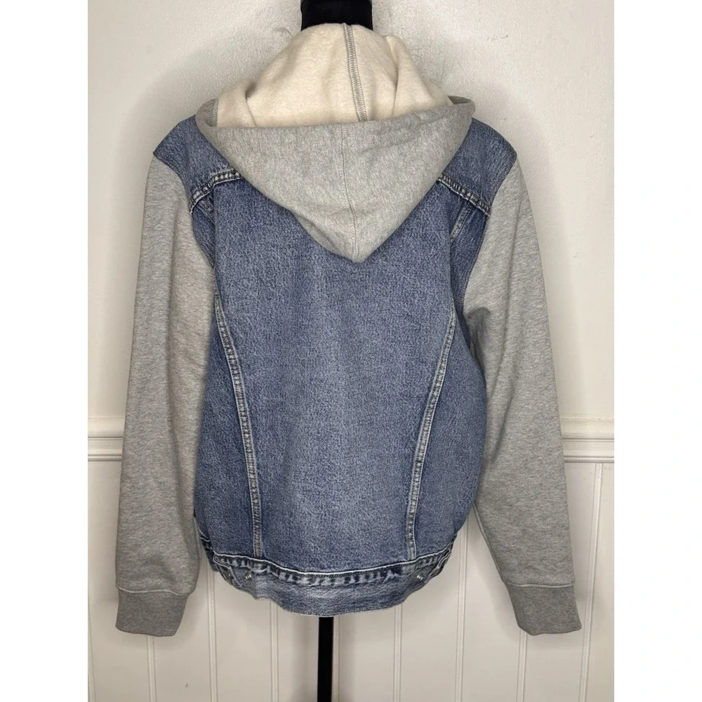 Levi's Trucker Jacket M Y2K Streetwear Hybrid Hoodie Denim Fleece Blokecore